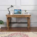 Bureau marron avec tiroir, piétement en X, simple, 120,65 cm