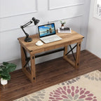 Bureau marron avec tiroir, piétement en X, simple, 120,65 cm