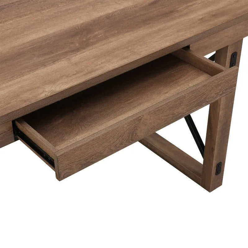 Bureau marron avec tiroir, piétement en X, simple, 120,65 cm