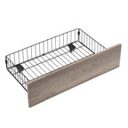 Lit plateforme en métal noir et gris avec tête de lit en bois – Grand lit/Très grand lit, 1-2 personnes