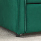 Lit de repos double capitonné en lin beige/vert/gris avec lit gigogne, 2 places