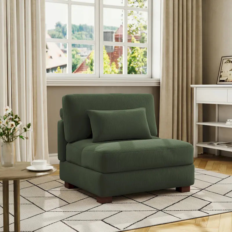 Fauteuil d'appoint sans accoudoirs en velours côtelé, multicolore, 1 place