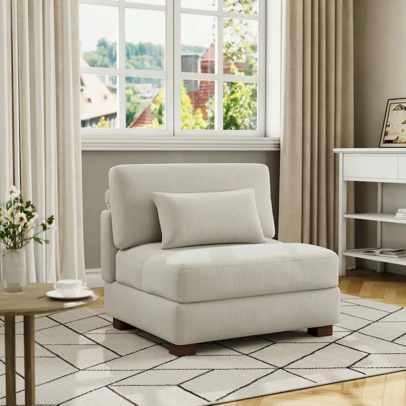 Fauteuil d'appoint sans accoudoirs en velours côtelé, multicolore, 1 place