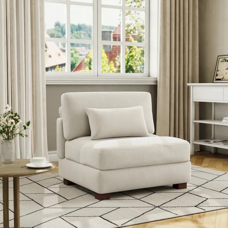 Fauteuil d'appoint sans accoudoirs en velours côtelé, multicolore, 1 place