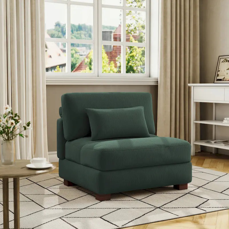 Fauteuil d'appoint sans accoudoirs en velours côtelé, multicolore, 1 place