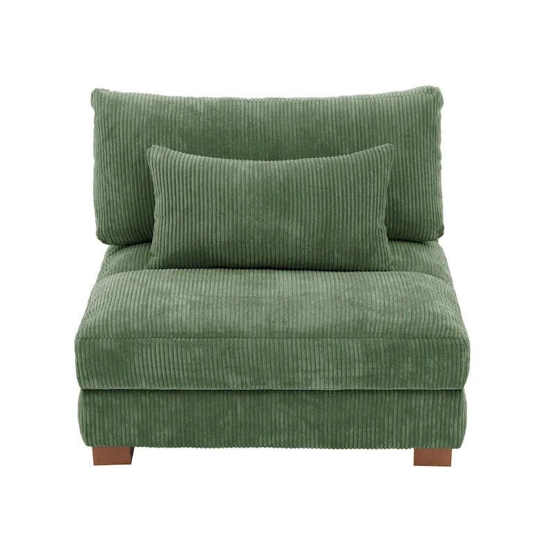 Fauteuil d'appoint sans accoudoirs en velours côtelé, multicolore, 1 place