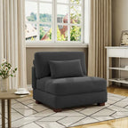 Fauteuil d'appoint sans accoudoirs en velours côtelé, multicolore, 1 place
