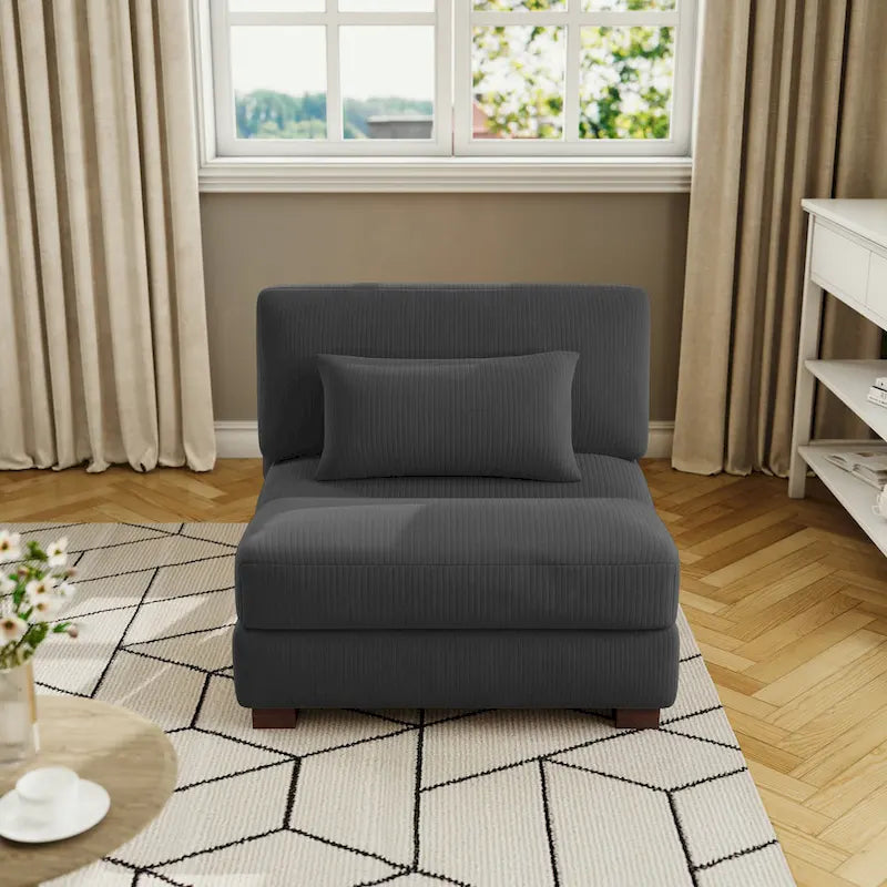 Fauteuil d'appoint sans accoudoirs en velours côtelé, multicolore, 1 place