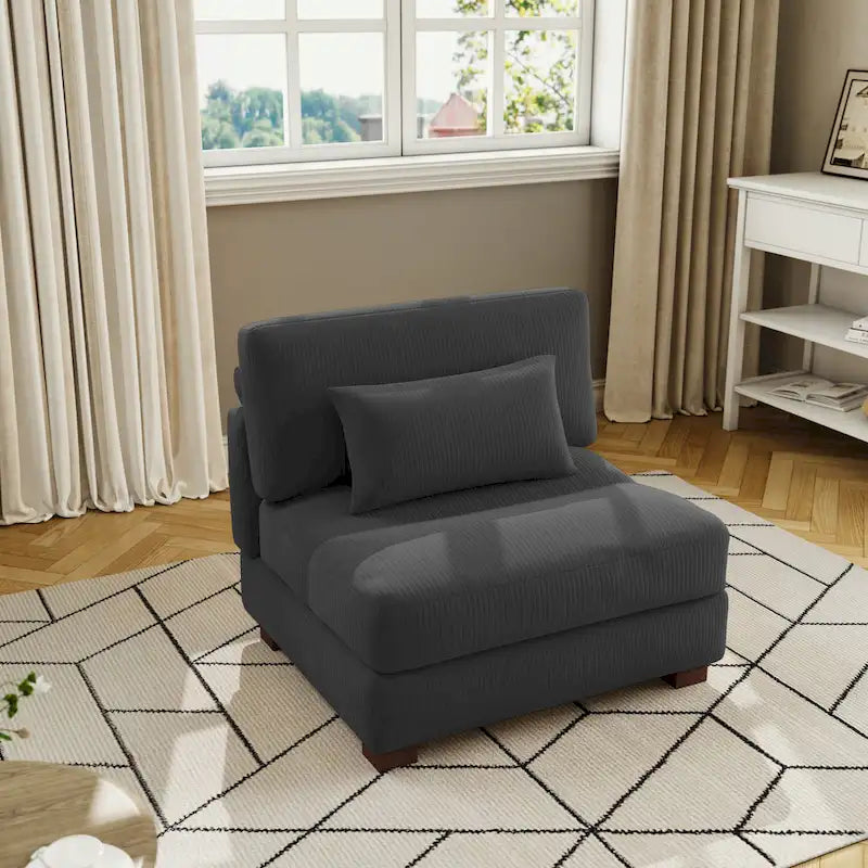 Fauteuil d'appoint sans accoudoirs en velours côtelé, multicolore, 1 place