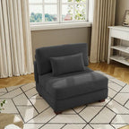 Fauteuil d'appoint sans accoudoirs en velours côtelé, multicolore, 1 place