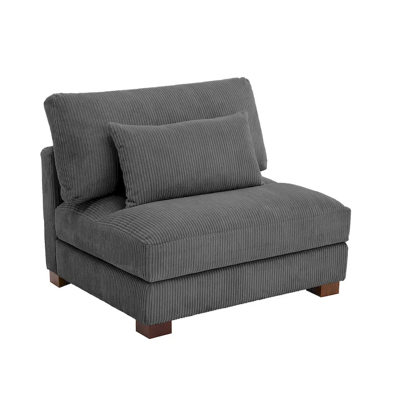 Fauteuil d'appoint sans accoudoirs en velours côtelé, multicolore, 1 place