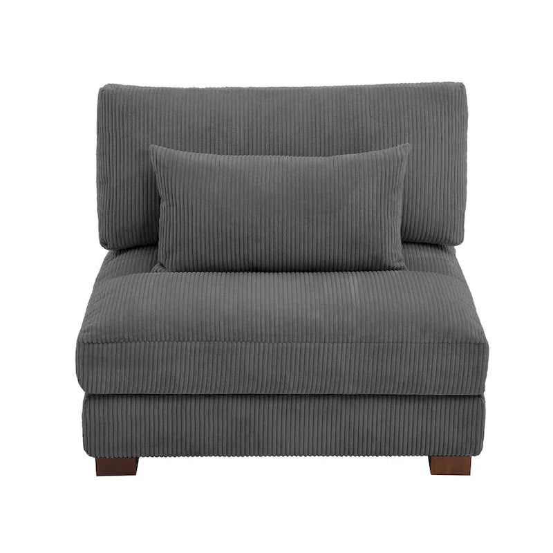 Fauteuil d'appoint sans accoudoirs en velours côtelé, multicolore, 1 place