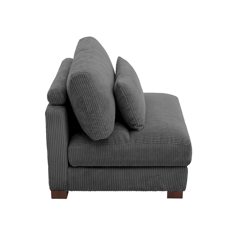 Fauteuil d'appoint sans accoudoirs en velours côtelé, multicolore, 1 place