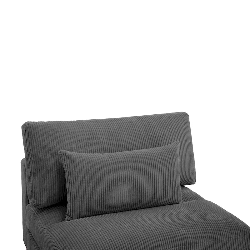Fauteuil d'appoint sans accoudoirs en velours côtelé, multicolore, 1 place