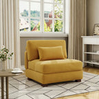 Fauteuil d'appoint sans accoudoirs en velours côtelé, multicolore, 1 place