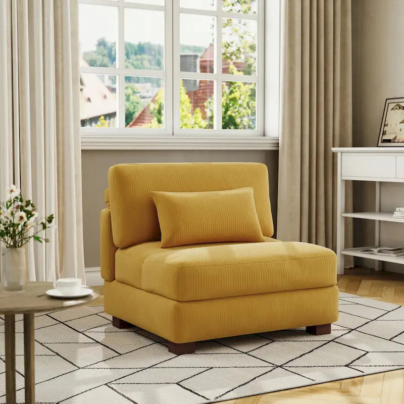 Fauteuil d'appoint sans accoudoirs en velours côtelé, multicolore, 1 place