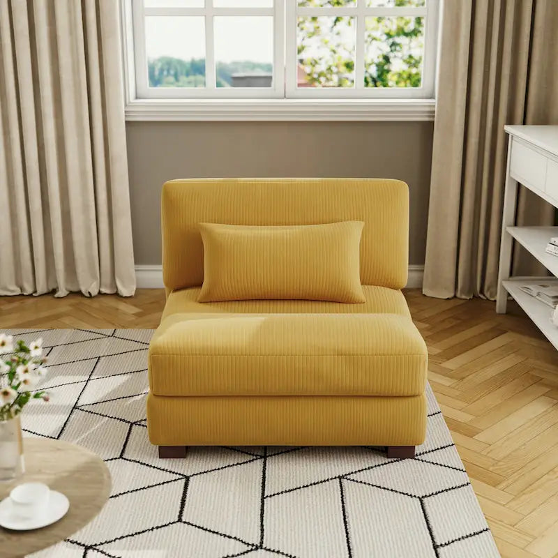 Fauteuil d'appoint sans accoudoirs en velours côtelé, multicolore, 1 place