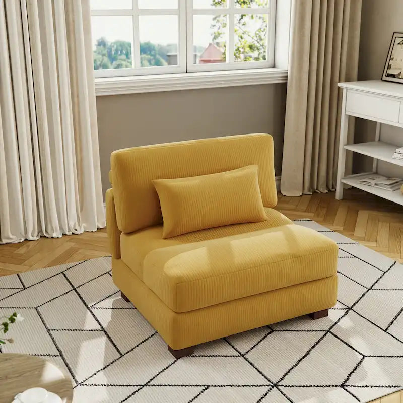 Fauteuil d'appoint sans accoudoirs en velours côtelé, multicolore, 1 place