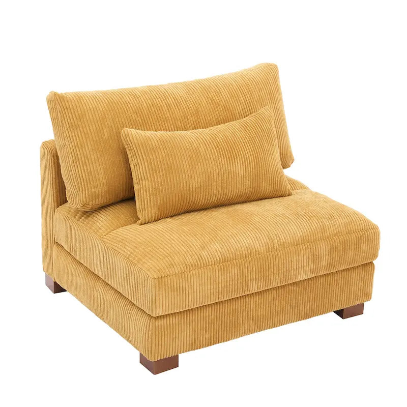 Fauteuil d'appoint sans accoudoirs en velours côtelé, multicolore, 1 place