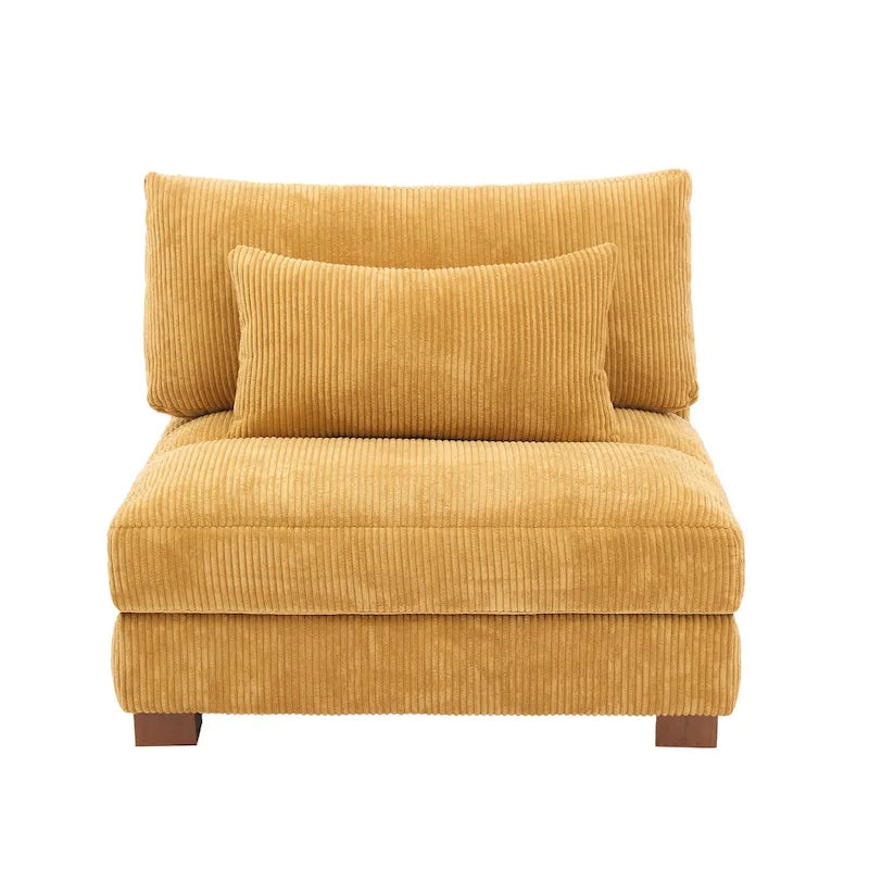Fauteuil d'appoint sans accoudoirs en velours côtelé, multicolore, 1 place