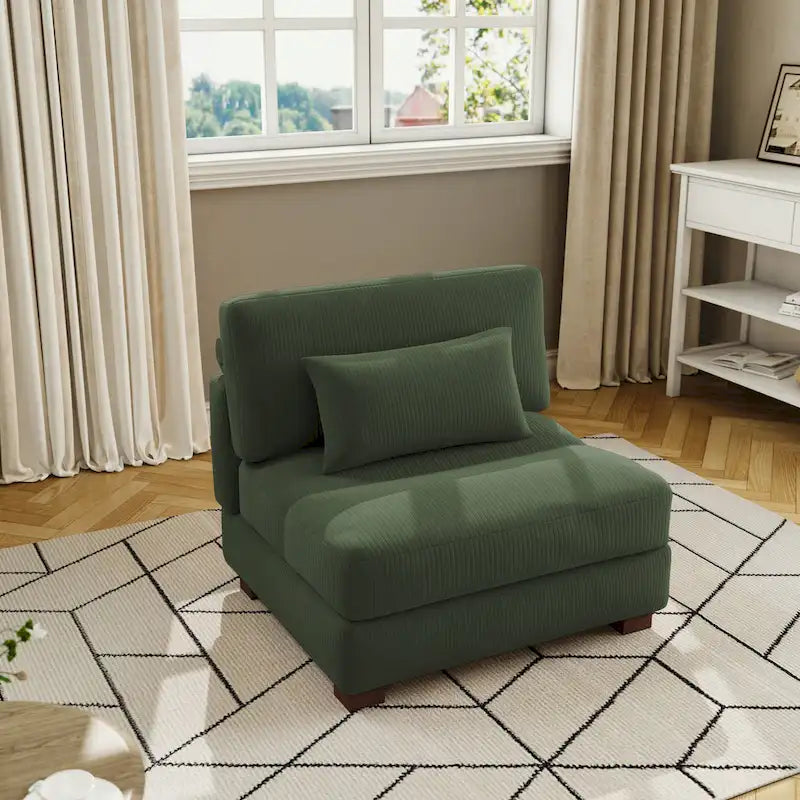 Fauteuil d'appoint sans accoudoirs en velours côtelé, multicolore, 1 place