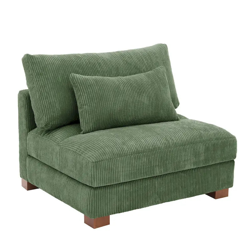 Fauteuil d'appoint sans accoudoirs en velours côtelé, multicolore, 1 place