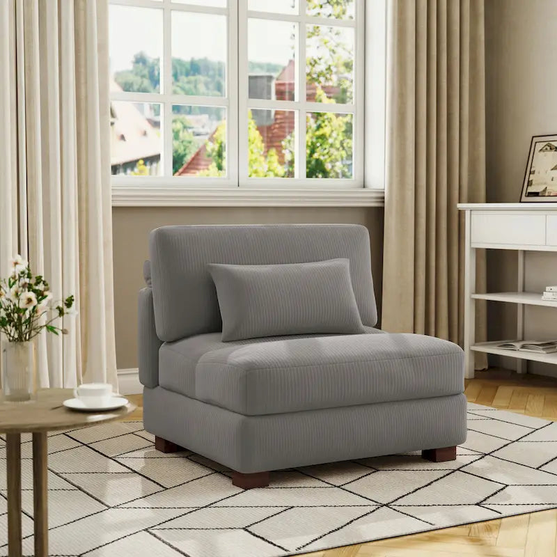 Fauteuil d'appoint sans accoudoirs en velours côtelé, multicolore, 1 place