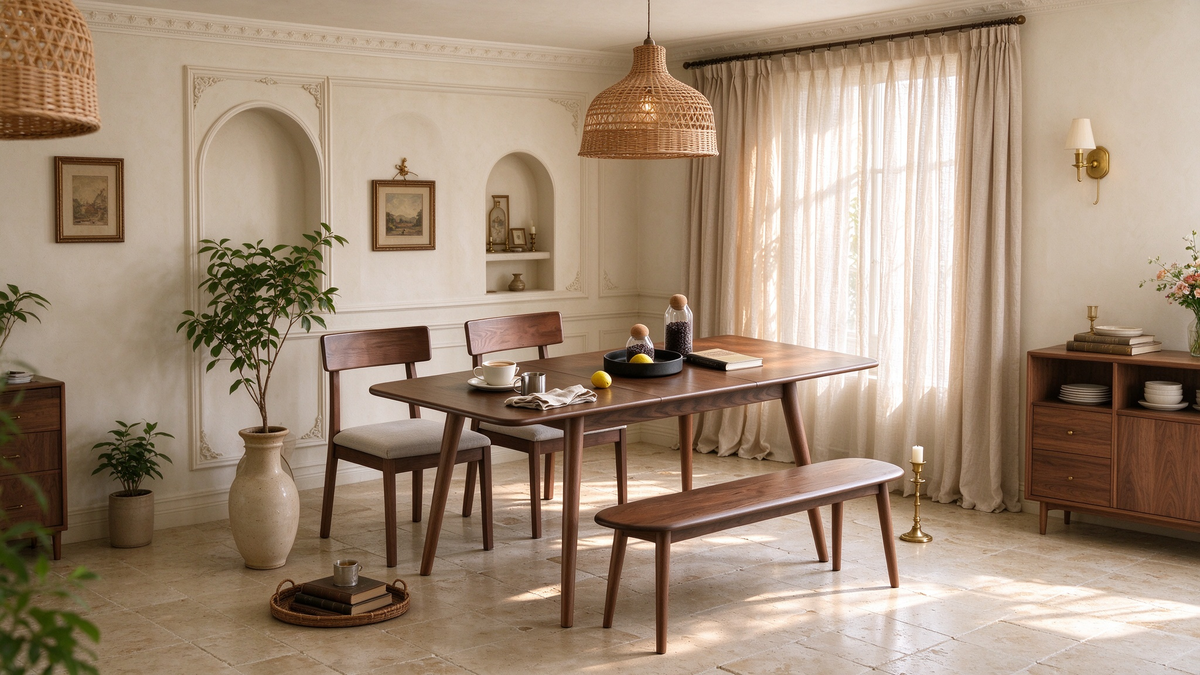 Table à manger extensible en noyer