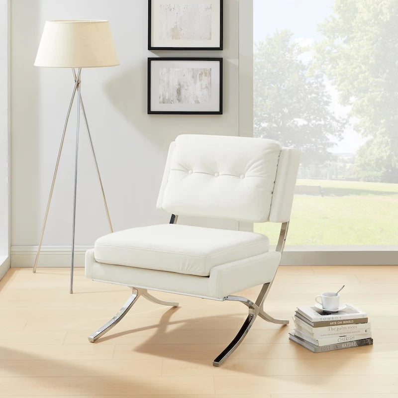 Fauteuil d'appoint sans accoudoirs en velours – Siège unique, plusieurs coloris