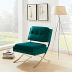 Fauteuil d'appoint sans accoudoirs en velours – Siège unique, plusieurs coloris