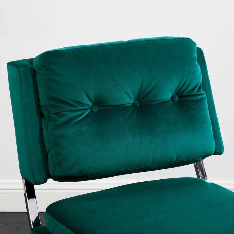 Fauteuil d'appoint sans accoudoirs en velours – Siège unique, plusieurs coloris
