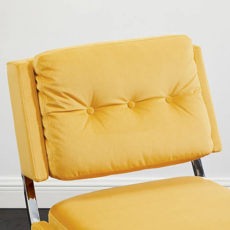 Fauteuil d'appoint sans accoudoirs en velours – Siège unique, plusieurs coloris