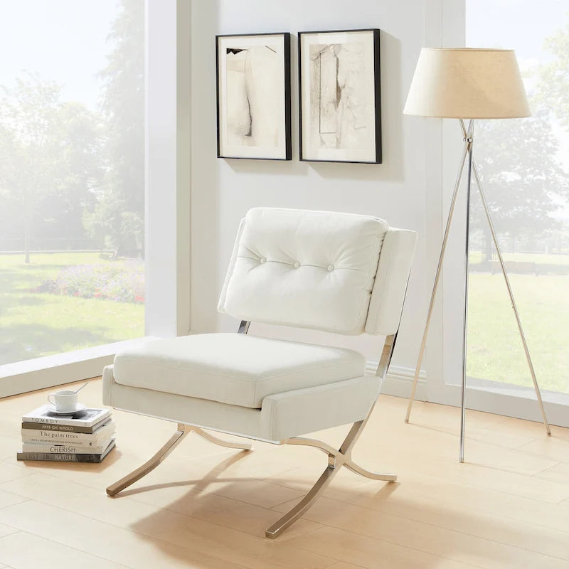 Fauteuil d'appoint sans accoudoirs en velours – Siège unique, plusieurs coloris