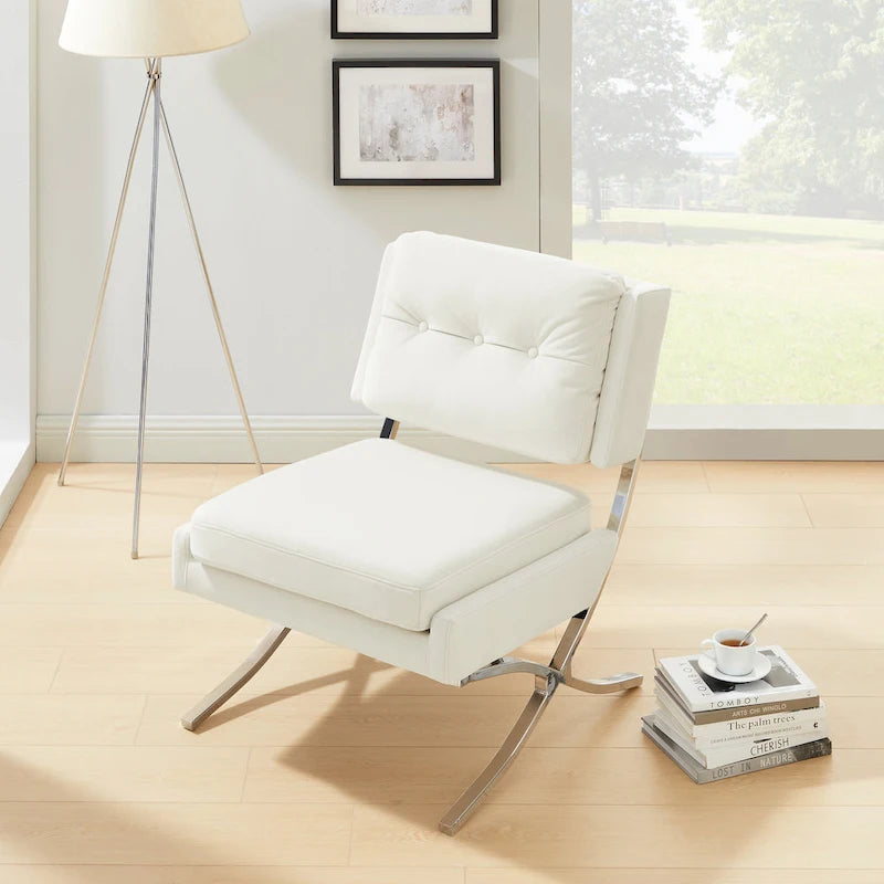 Fauteuil d'appoint sans accoudoirs en velours – Siège unique, plusieurs coloris