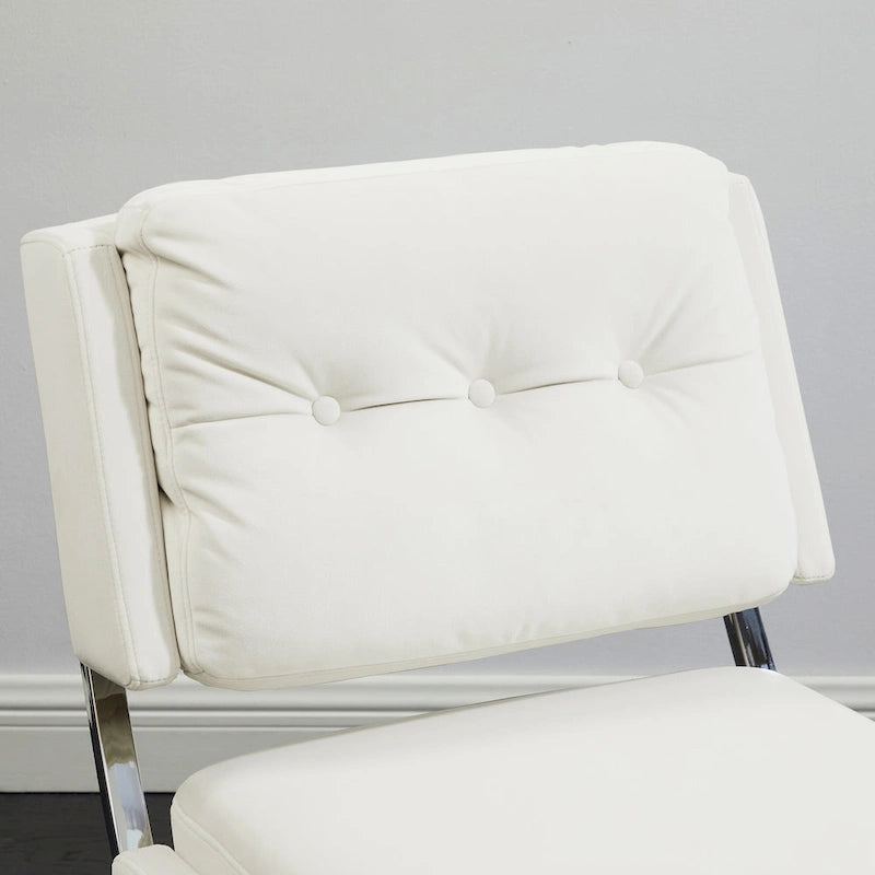 Fauteuil d'appoint sans accoudoirs en velours – Siège unique, plusieurs coloris
