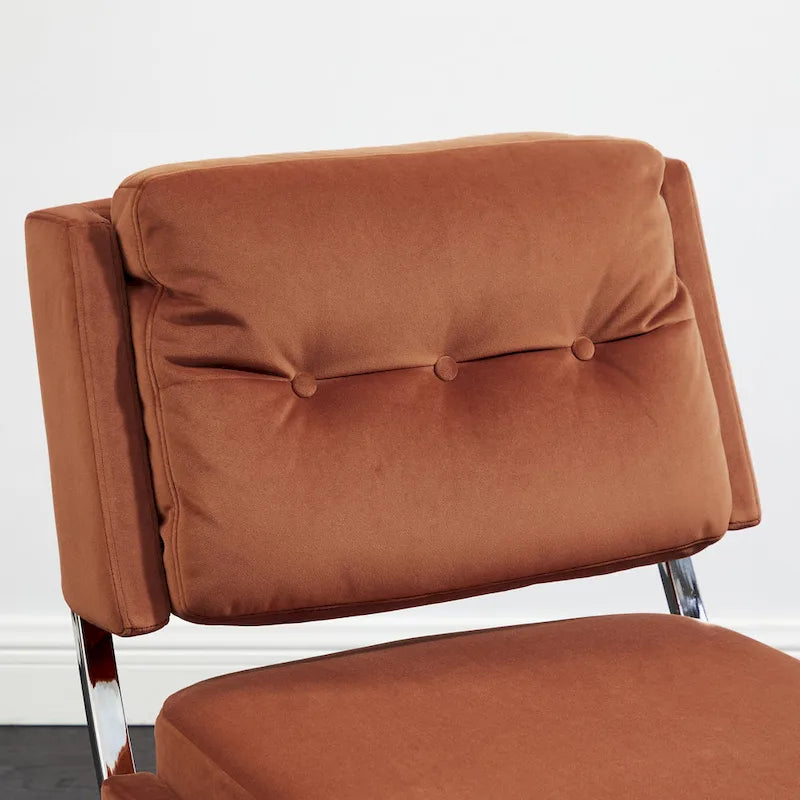 Fauteuil d'appoint sans accoudoirs en velours – Siège unique, plusieurs coloris