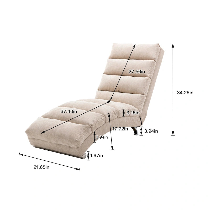 Chaise longue inclinable en lin multicolore – Simple, 11 coloris