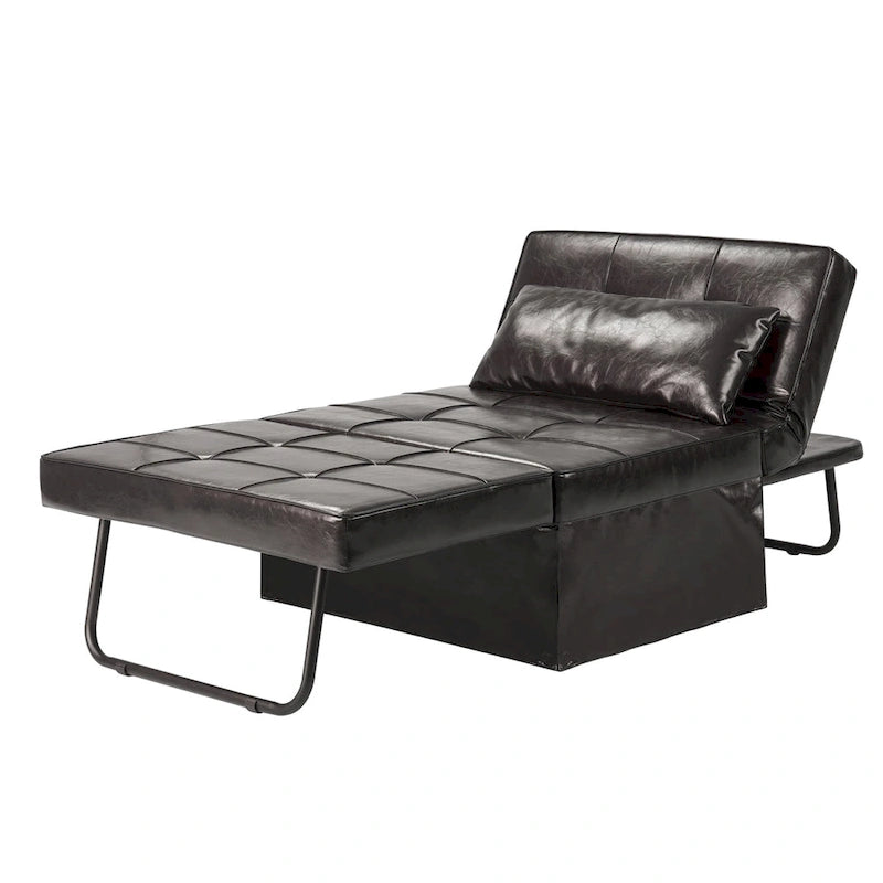 Fauteuil convertible 4-en-1 avec pouf, lin, gris foncé/bleu foncé/gris/blanc/marron, une place