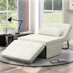 Fauteuil convertible 4-en-1 avec pouf, lin, gris foncé/bleu foncé/gris/blanc/marron, une place