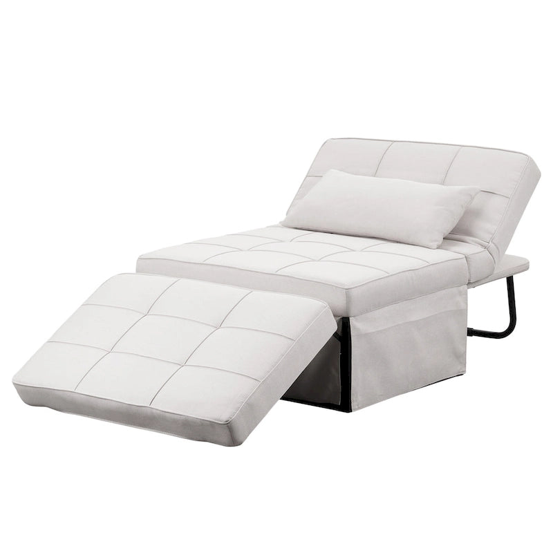 Fauteuil convertible 4-en-1 avec pouf, lin, gris foncé/bleu foncé/gris/blanc/marron, une place