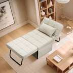 Fauteuil convertible 4-en-1 avec pouf, lin, gris foncé/bleu foncé/gris/blanc/marron, une place