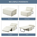 Fauteuil convertible 4-en-1 avec pouf, lin, gris foncé/bleu foncé/gris/blanc/marron, une place