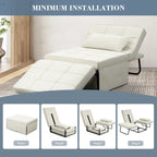Fauteuil convertible 4-en-1 avec pouf, lin, gris foncé/bleu foncé/gris/blanc/marron, une place