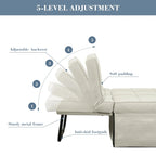 Fauteuil convertible 4-en-1 avec pouf, lin, gris foncé/bleu foncé/gris/blanc/marron, une place