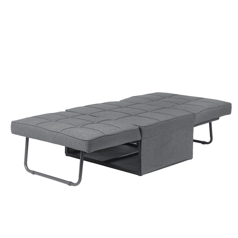 Fauteuil convertible 4-en-1 avec pouf, lin, gris foncé/bleu foncé/gris/blanc/marron, une place