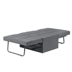 Fauteuil convertible 4-en-1 avec pouf, lin, gris foncé/bleu foncé/gris/blanc/marron, une place
