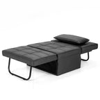 Fauteuil convertible 4-en-1 avec pouf, lin, gris foncé/bleu foncé/gris/blanc/marron, une place