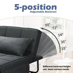 Fauteuil convertible 4-en-1 avec pouf, lin, gris foncé/bleu foncé/gris/blanc/marron, une place