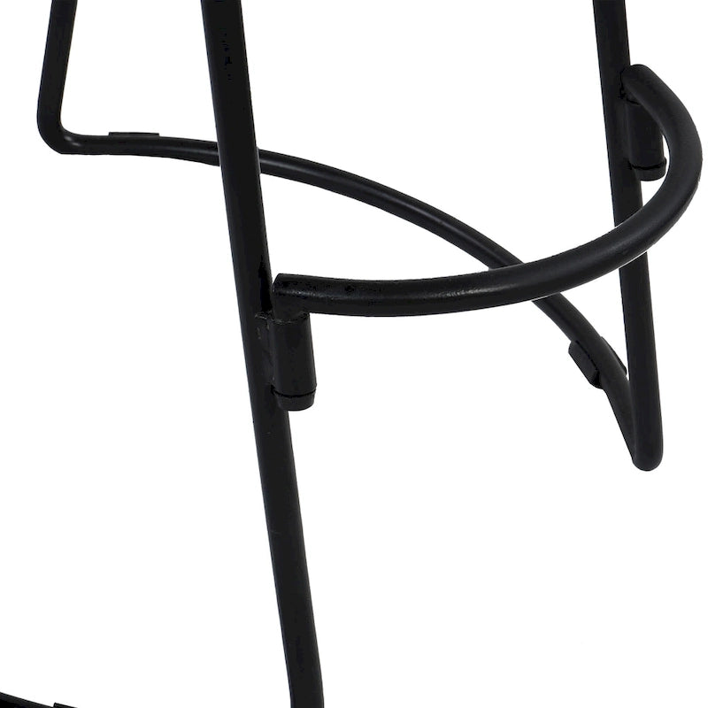 Tabouret de bar dossier bas, marron naturel et noir, assise selle en bois de manguier, 1 place