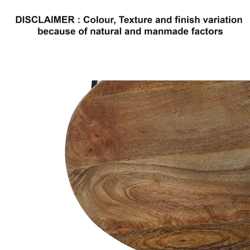 Tabouret de bar dossier bas, marron naturel et noir, assise selle en bois de manguier, 1 place